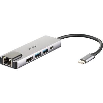 DUB-M520 Notebook-Dockingstation & Portreplikator Kabelgebunden Thunderbolt 3 Aluminium, Schwarz