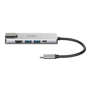 D-Link  DUB-M520 Notebook-Dockingstation & Portreplikator Kabelgebunden Thunderbolt 3 Aluminium, Schwarz 