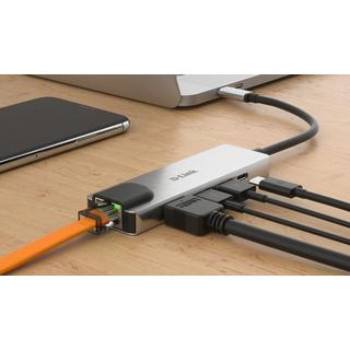 D-Link  DUB-M520 Notebook-Dockingstation & Portreplikator Kabelgebunden Thunderbolt 3 Aluminium, Schwarz 