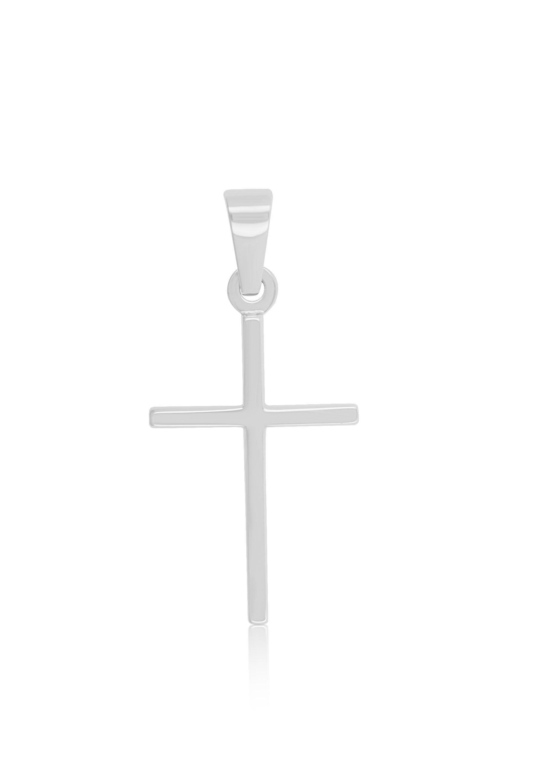 MUAU Schmuck  Anhänger Balken-Kreuz Weissgold 750, 25x12mm 