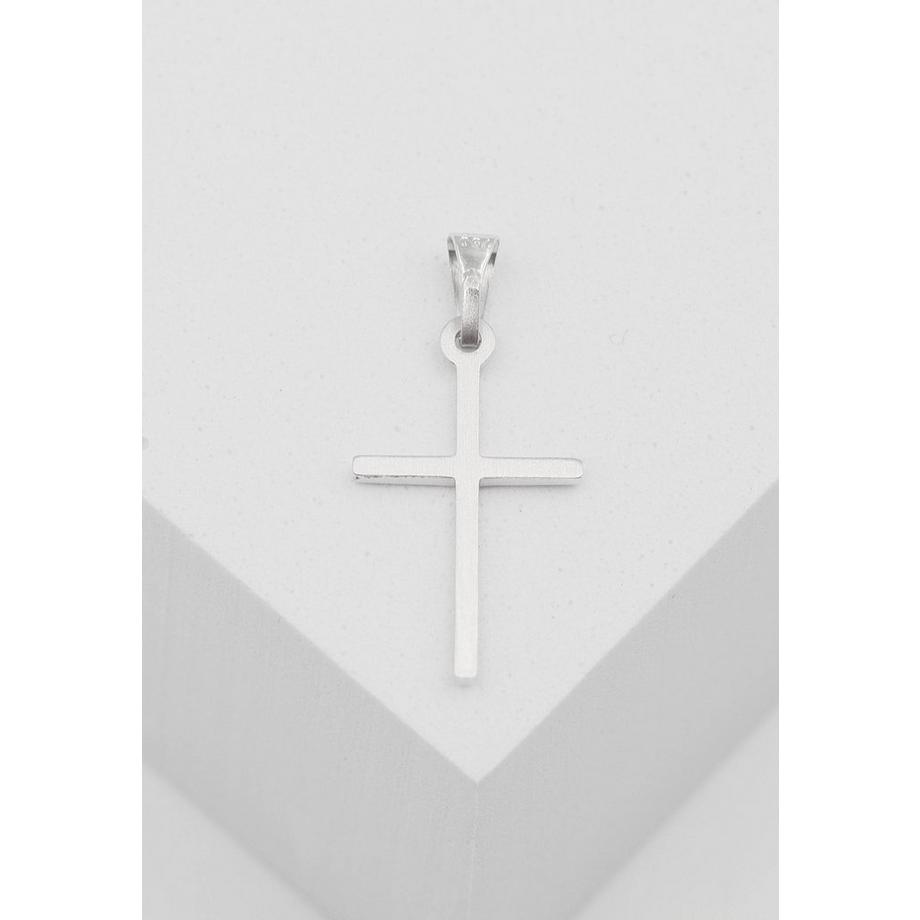 MUAU Schmuck  Pendentif croix en or blanc 750, 25x12mm 