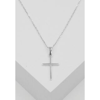 MUAU Schmuck  Anhänger Balken-Kreuz Weissgold 750, 25x12mm 