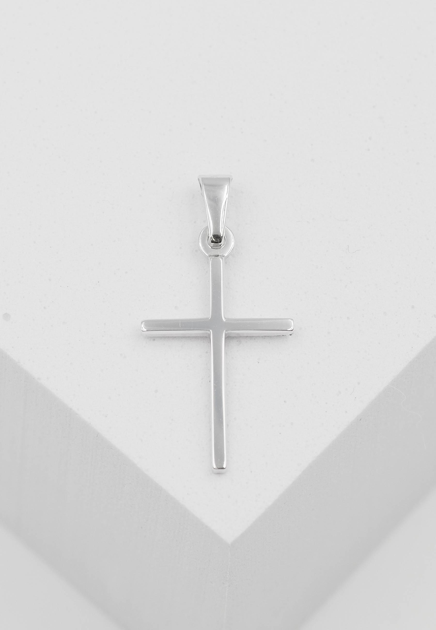 MUAU Schmuck  Anhänger Balken-Kreuz Weissgold 750, 25x12mm 