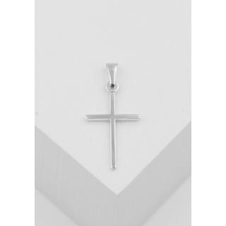 MUAU Schmuck  Anhänger Balken-Kreuz Weissgold 750, 25x12mm 