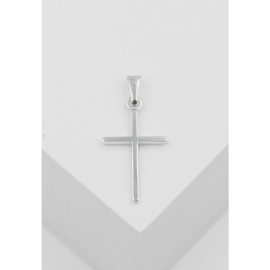 MUAU Schmuck  Pendentif croix en or blanc 750, 25x12mm 