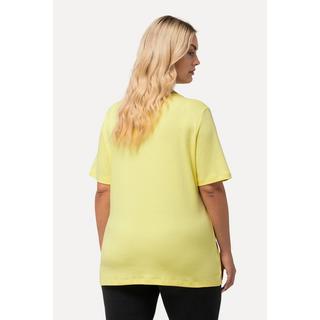 Ulla Popken  T-shirt doublé sur le devant, col rond et manches courtes - coupe Slim Fit 