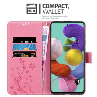 Cadorabo  Housse compatible avec Samsung Galaxy A51 5G - Coque de protection au design floral avec fermeture magnétique, fonction de support et emplacements pour cartes 