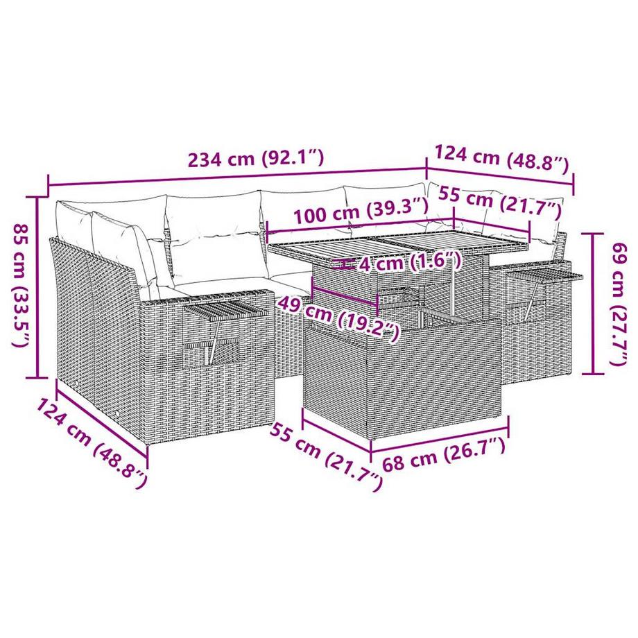 VidaXL Ensemble de canapés de jardin rotin synthétique  