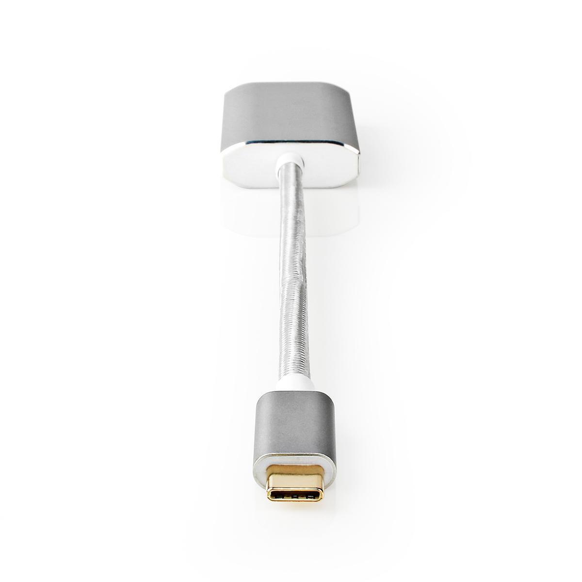 Nedis  USB-C™-Adapter | USB 3.2 Gen 1 | USB-C™-Stecker | Mini DisplayPort-Buchse | Stromversorgung | 0,20 m | Rund | Vergoldet | Geflochten / Nylon | Silber | Box mit abgedecktem Fenster. 