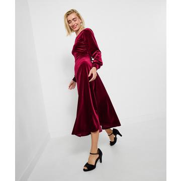 Stretch-Samt-Midikleid