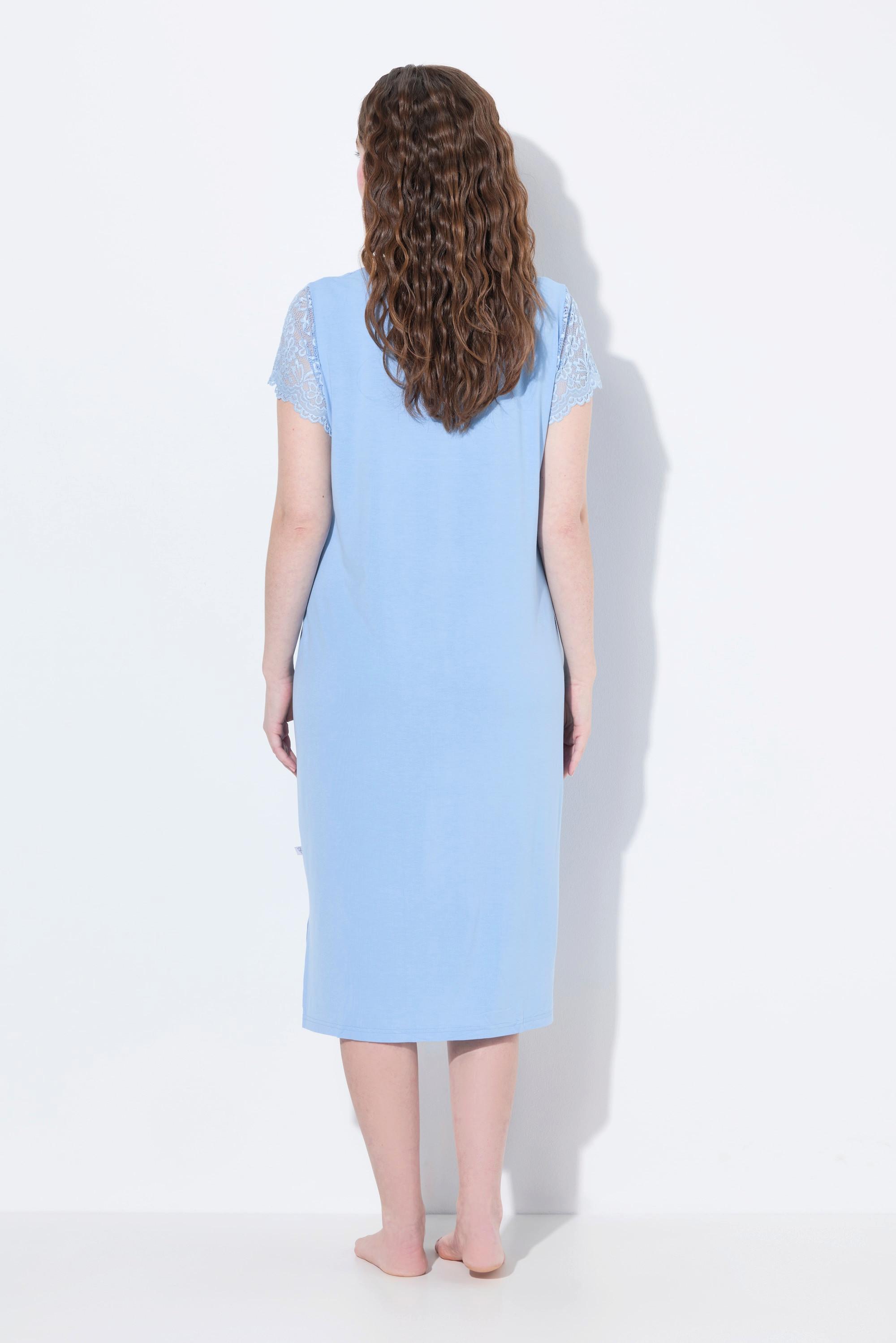 Ulla Popken Camicia da notte Pizzo Scollo a V Mezze maniche di pizzo  