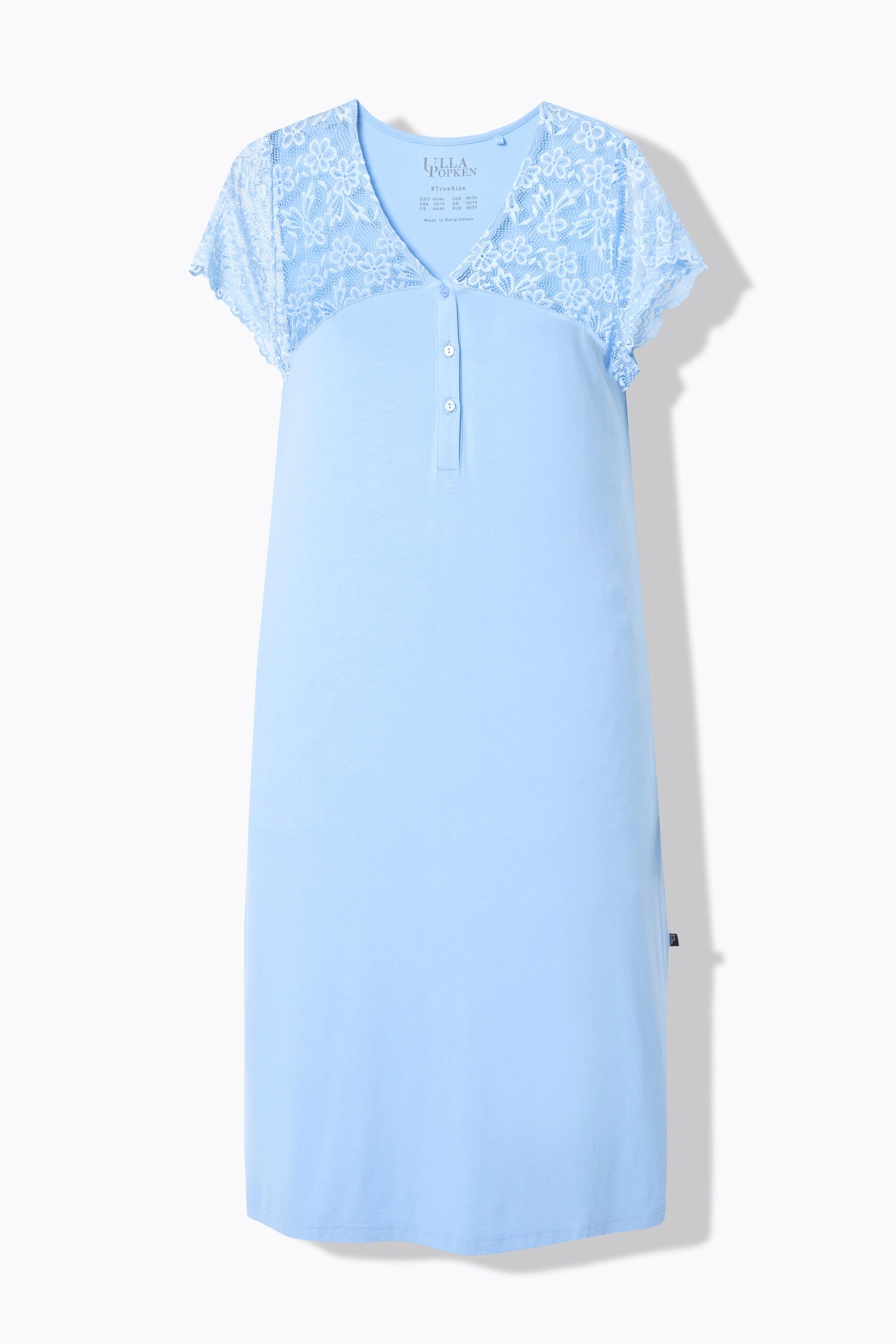 Ulla Popken Camicia da notte Pizzo Scollo a V Mezze maniche di pizzo  