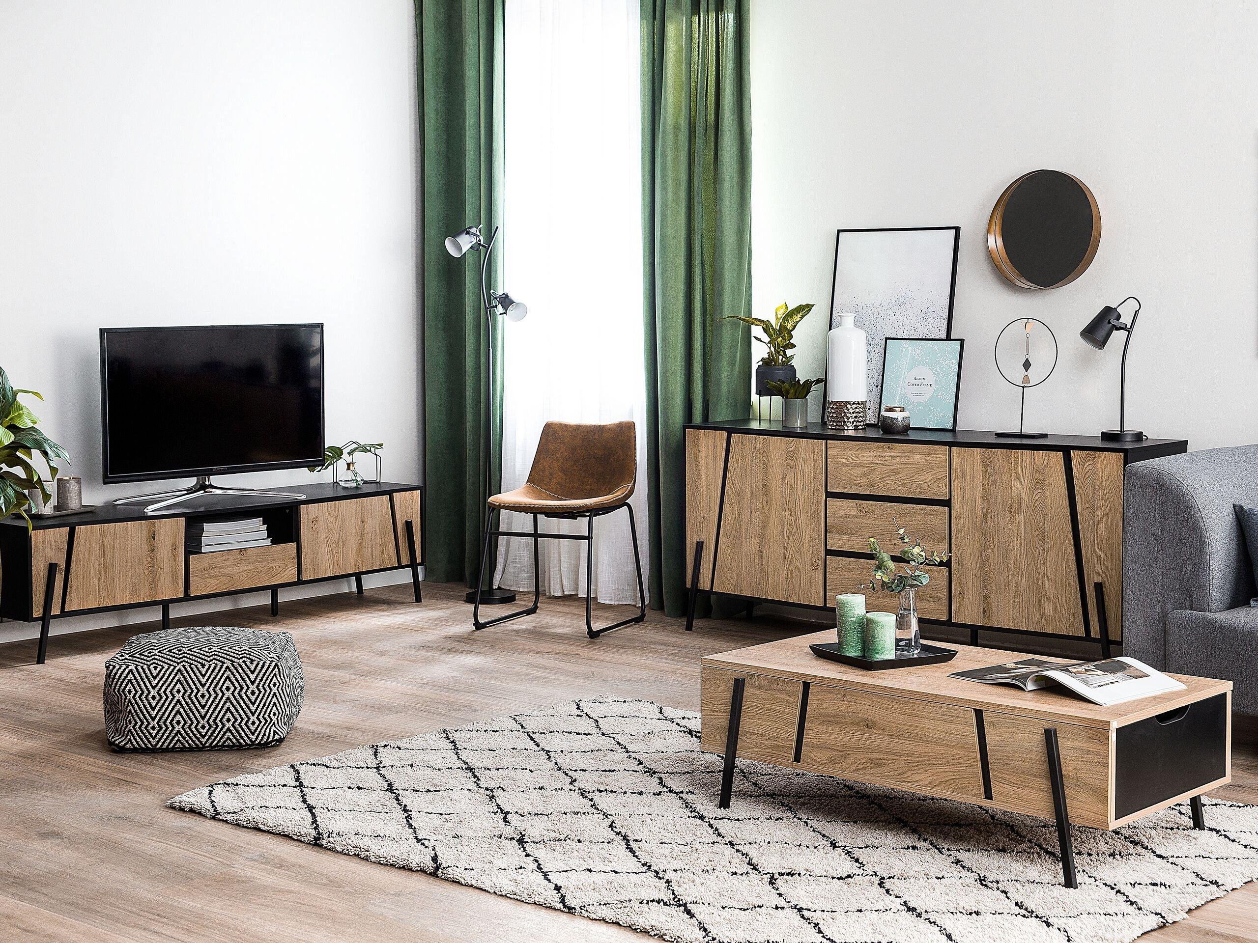 Beliani Sideboard aus Spanplatte Rustikal BLACKPOOL  