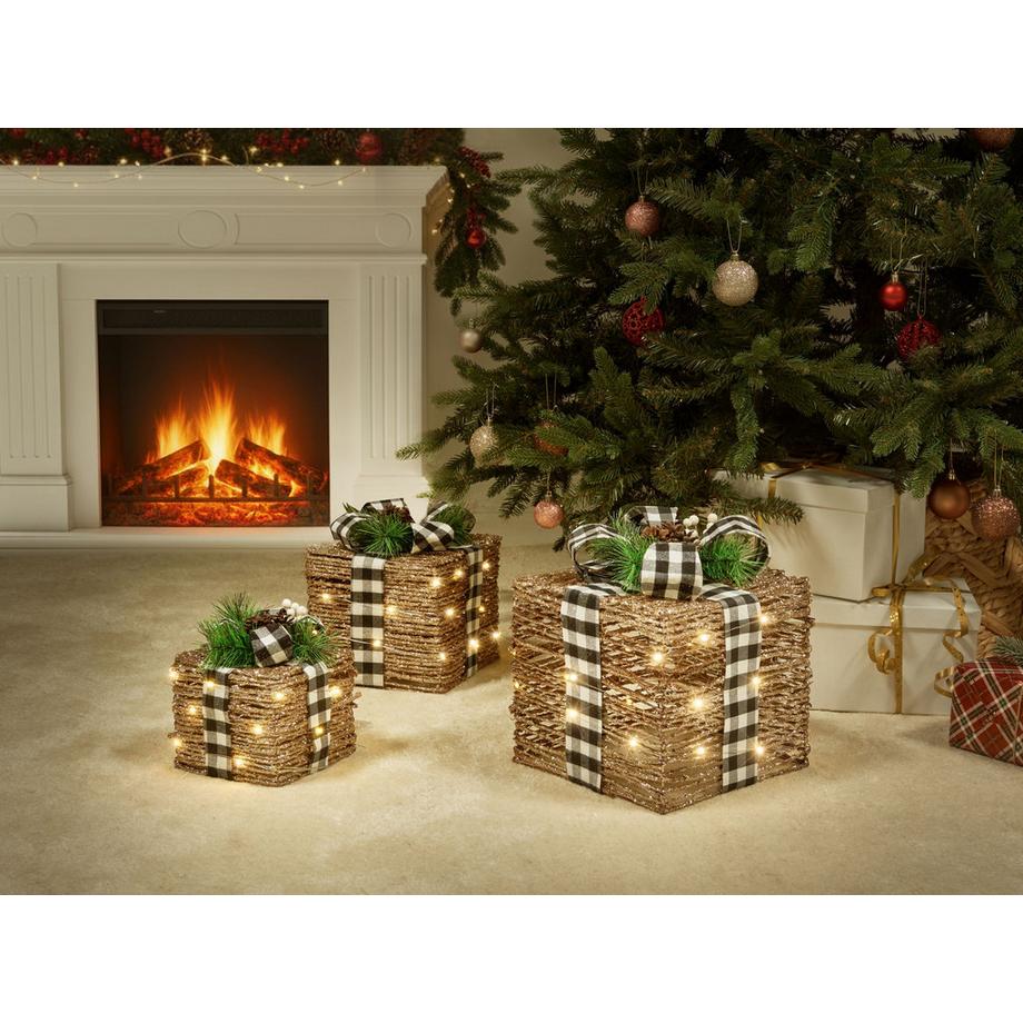 Beliani Lot de 3 décorations de Noël en Rotin Traditionnel ARRESKOV  