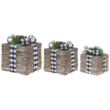 Weihnachtsdekoration 3er Set aus Rattan Klassisch ARRESKOV