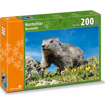 Puzzle Murmeltier auf Alpwiese (200Teile)