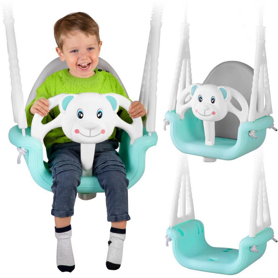Ricokids Balançoire seau ours en peluche 3 en 1, turquoise