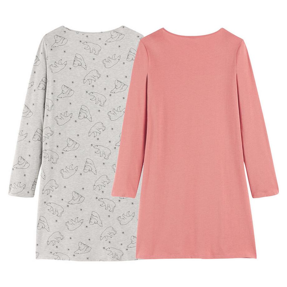 SO'HOME Lot de 2 Chemises de Nuit Manches Longues  