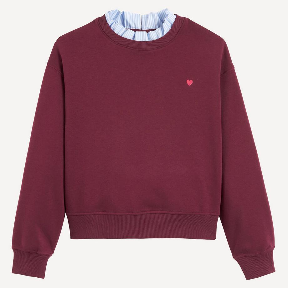 La Redoute Collections  Sweat avec col volanté en tissu et coeur sur la poitrine 