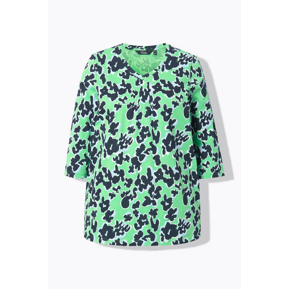 Ulla Popken Maglia Stampa Taglio Svasato Scollo a V Maniche 3/4  