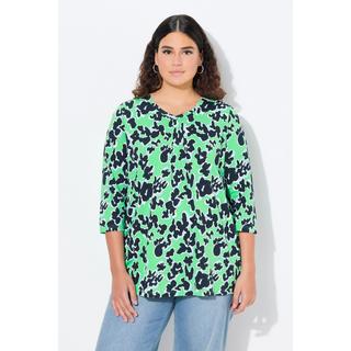 Ulla Popken  Shirt, bedruckt, A-Linie, V-Ausschnitt, 3/4-Arm 