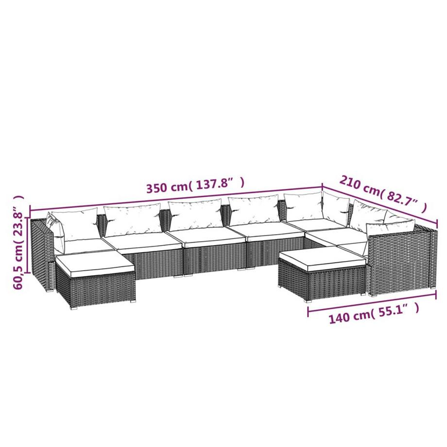 VidaXL set divani da giardino Polirattan  