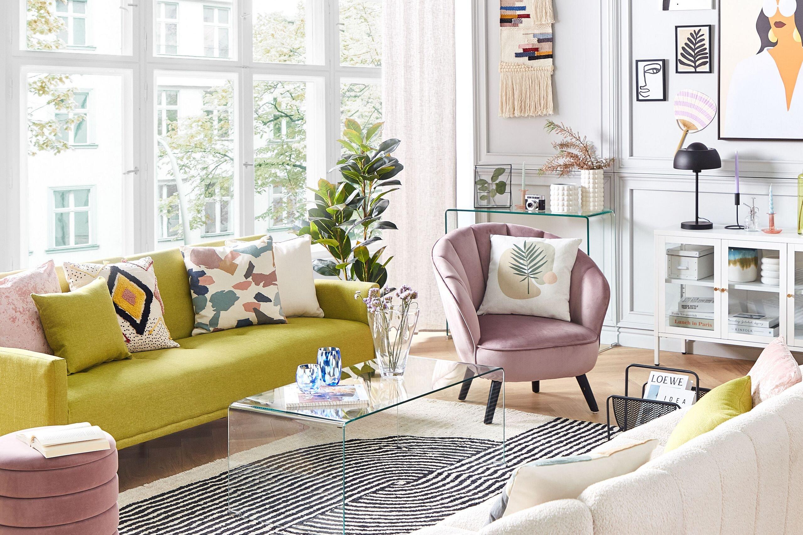 Beliani Dekokissen 2er Set aus Polyester Modern MICROSORUM  