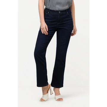 Jean en denim foncé, coupe 5 poches, taille élastique