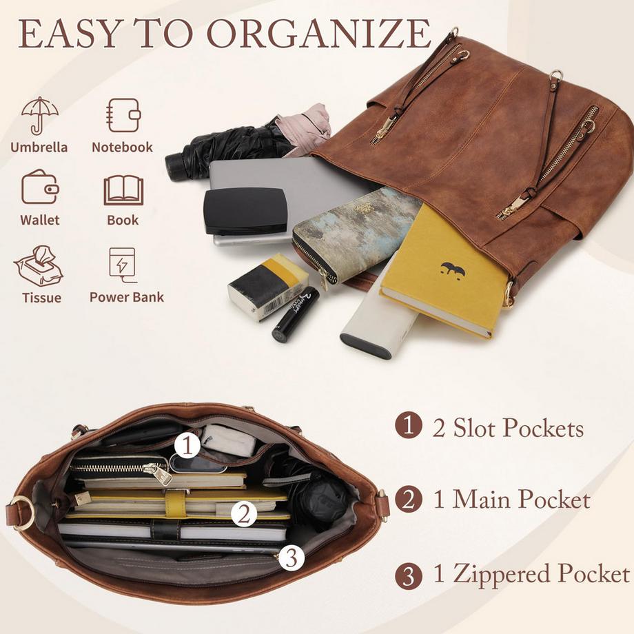 Only-bags.store Stilvolle Hobo Tasche und Geldbeutel Set mit abnehmbarem Schultergurt  