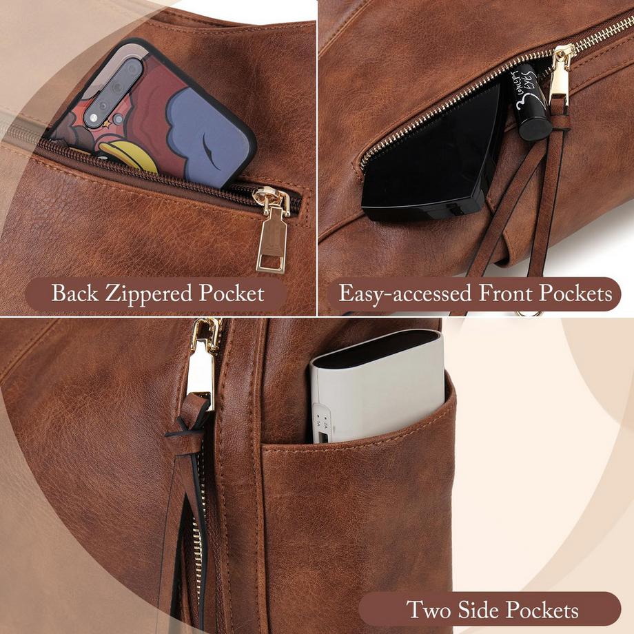 Only-bags.store Stilvolle Hobo Tasche und Geldbeutel Set mit abnehmbarem Schultergurt  