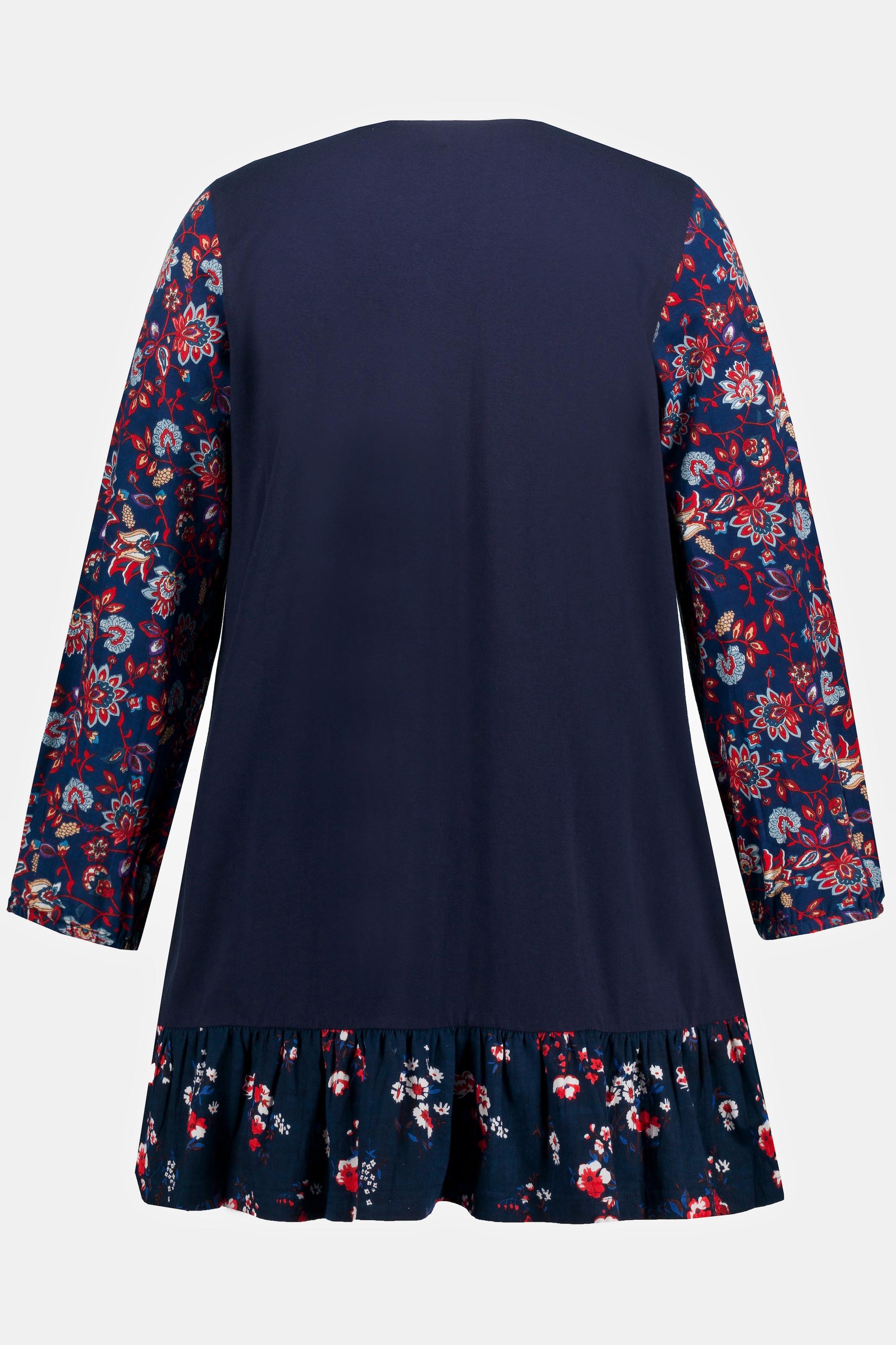 Ulla Popken  Longshirt, Patchlook, Tunika-Ausschnitt, 3/4-Arm 