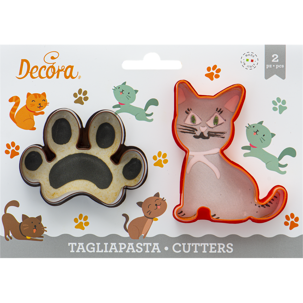 Decora Ausstecher Set Katze und Pfote, 2-teilig  