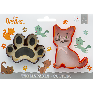 Decora Ausstecher Set Katze und Pfote, 2-teilig  