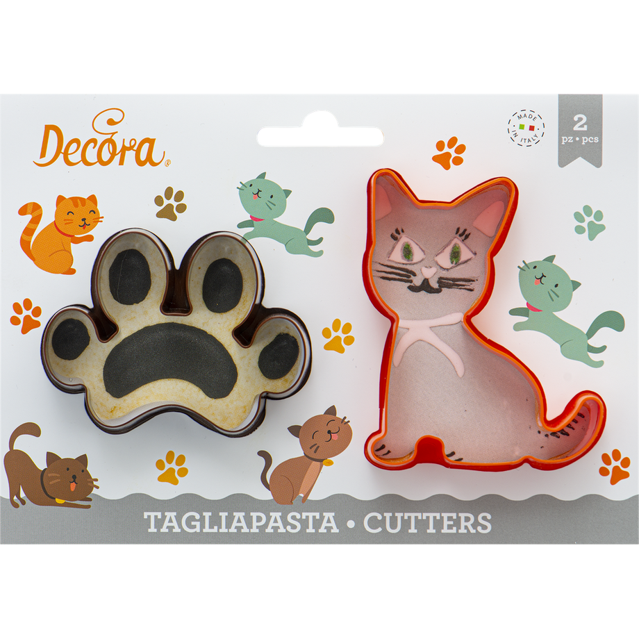 Decora Ausstecher Set Katze und Pfote, 2-teilig  