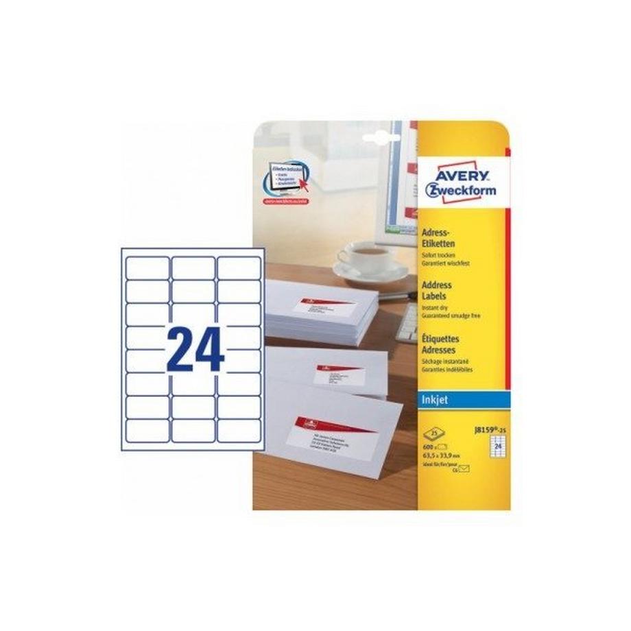 Avery-Zweckform AVERY ZWECKFORM Adressetiketten 63.5x33.9mm, 25Bl./24St.  