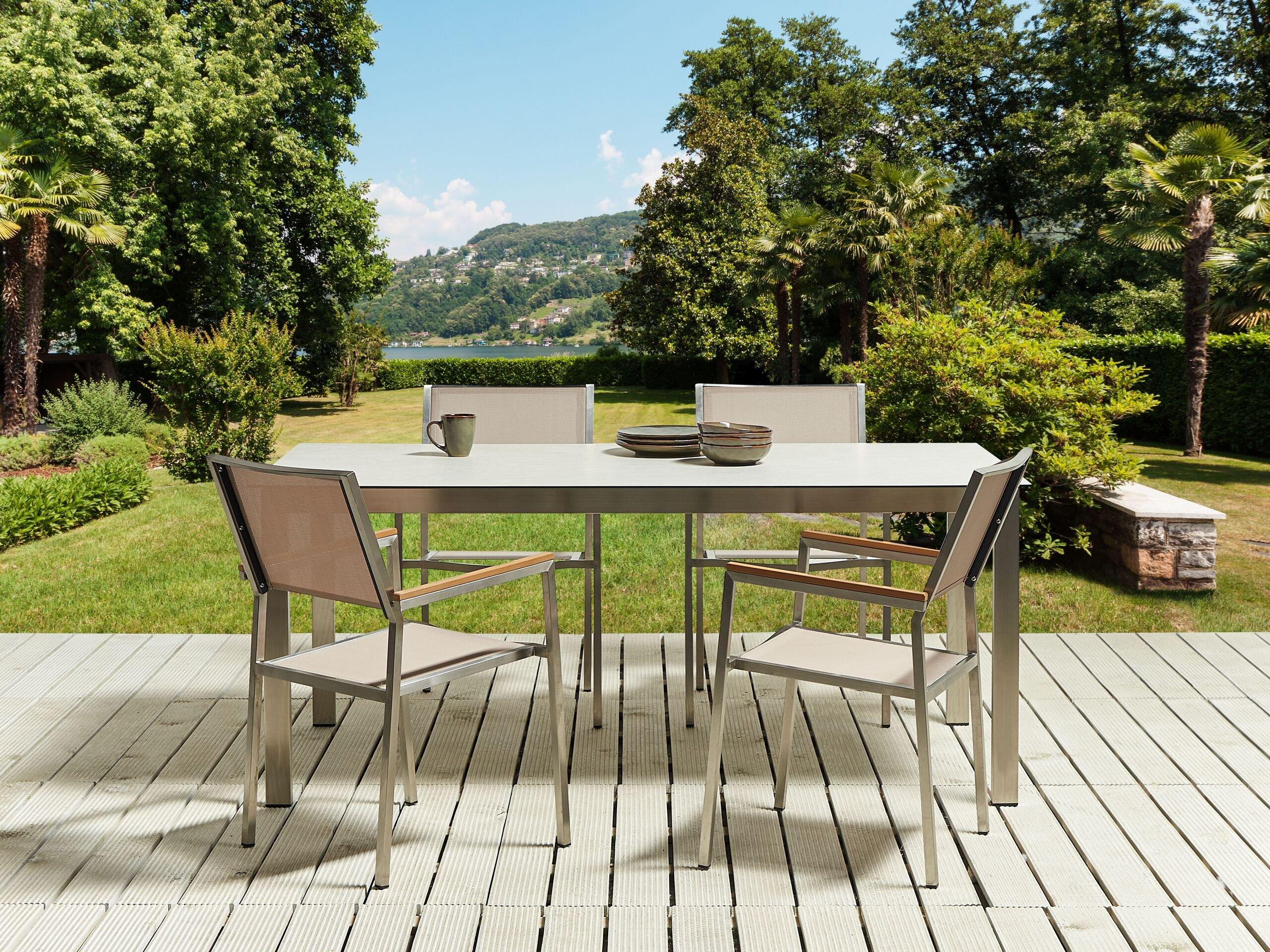 Beliani Gartentisch Set aus Sicherheitsglas Industriell COSOLETO/GROSSETO  