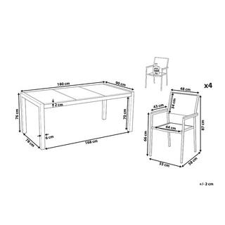 Beliani Gartentisch Set aus Sicherheitsglas Industriell COSOLETO/GROSSETO  