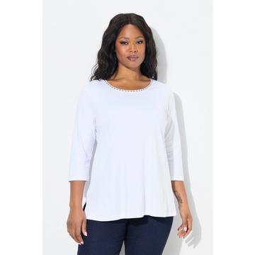 Maglia dal taglio svasato con brillantini, scollo a girocollo e maniche a 3/4