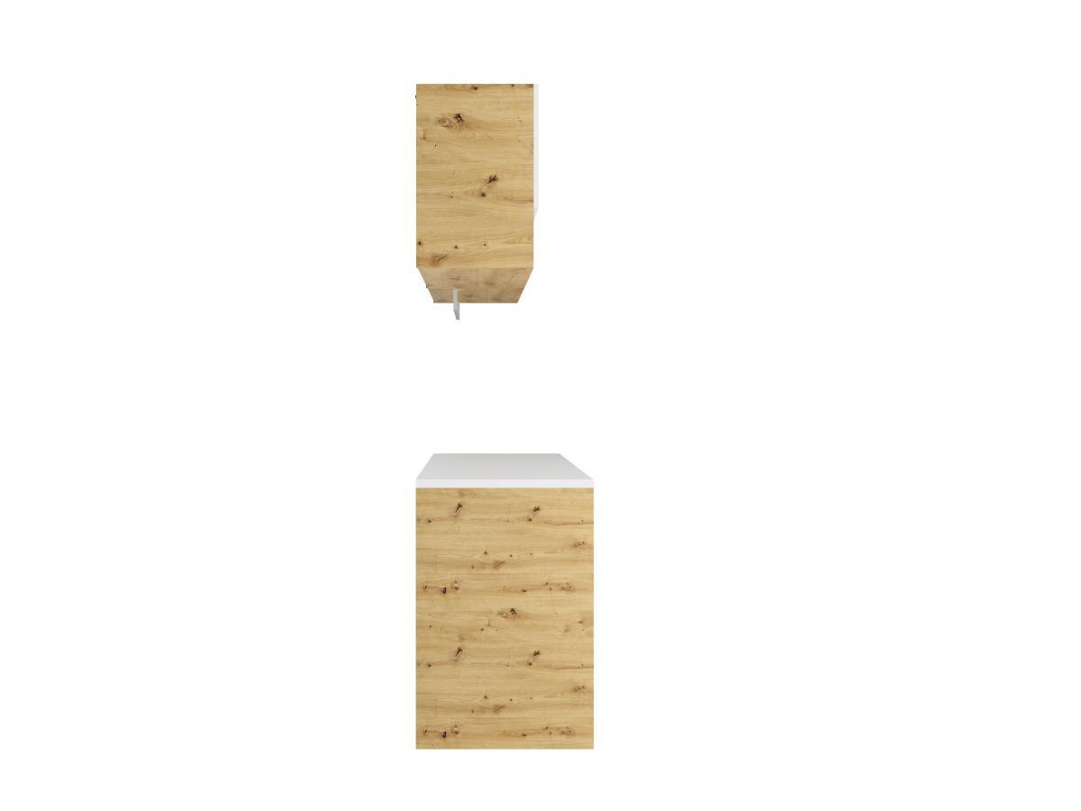 Vente-unique Mobili per lavanderia con lavatrice e piano di lavoro L180 cm Bianco e Naturale chiaro  - NATAJI  