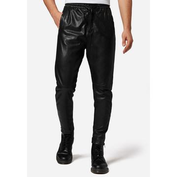 Pantalon en cuir pour hommes Mike, pantalon de jogging en cuir avec fermeture éclair à la cheville