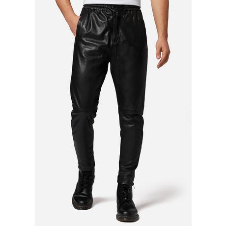 RICANO  Pantalon en cuir pour hommes Mike, pantalon de jogging en cuir avec fermeture éclair à la cheville 