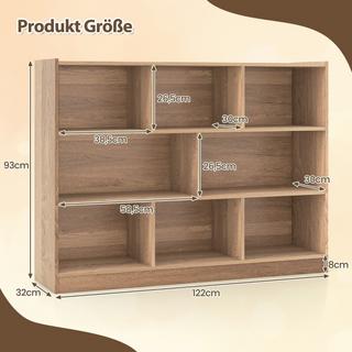 B2X Libreria con 8 scomparti, scaffale in piedi con 3 livelli, scaffale a cubo 122 x 32 x 93 cm naturale  