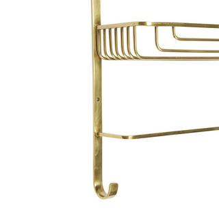 Calicosy Étagère Murale 2 Niveaux avec Porte-Serviettes en Laiton Dorée - L42 x H56cm  