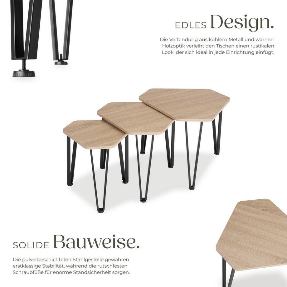 Tectake Ensemble de tables d'appoint TORQUAY en 3 parties  