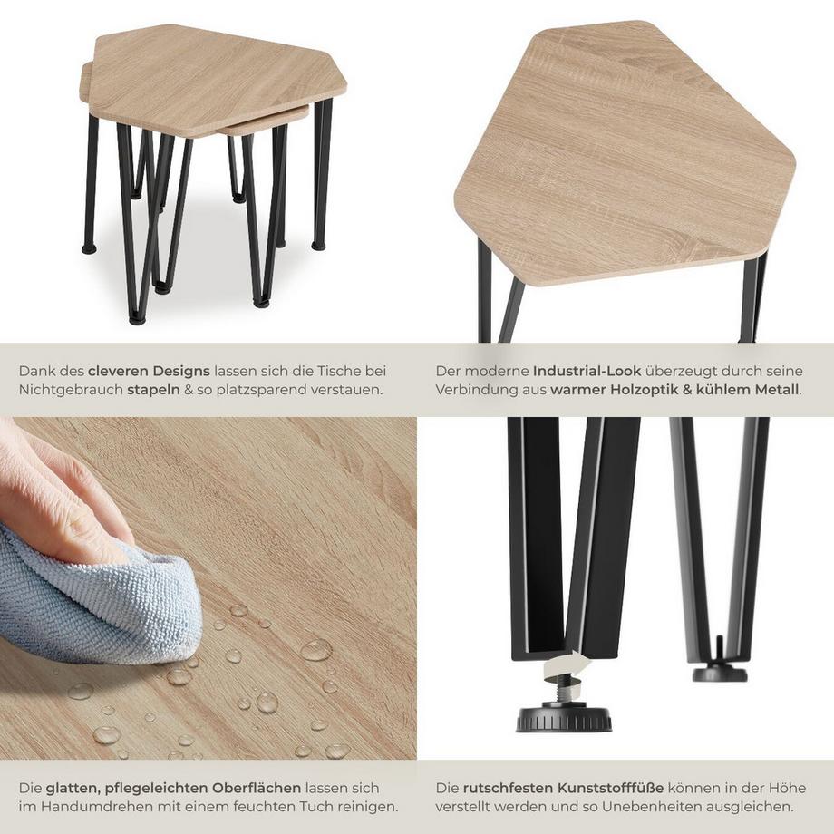 Tectake Ensemble de tables d'appoint TORQUAY en 3 parties  