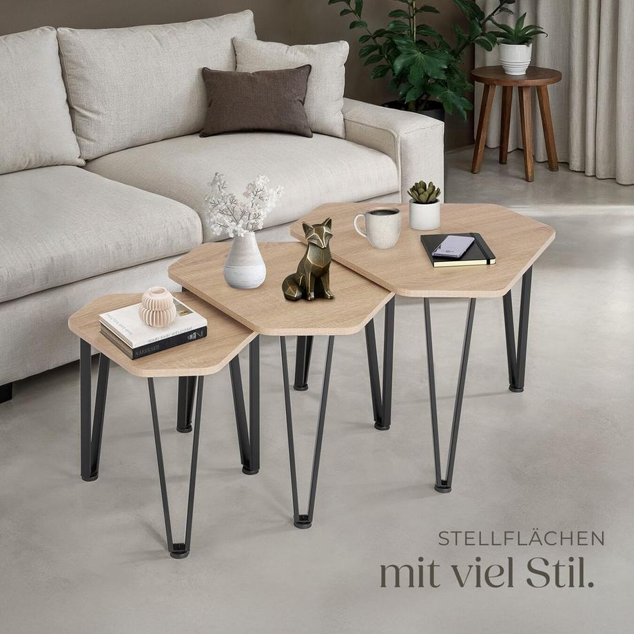 Tectake Ensemble de tables d'appoint TORQUAY en 3 parties  