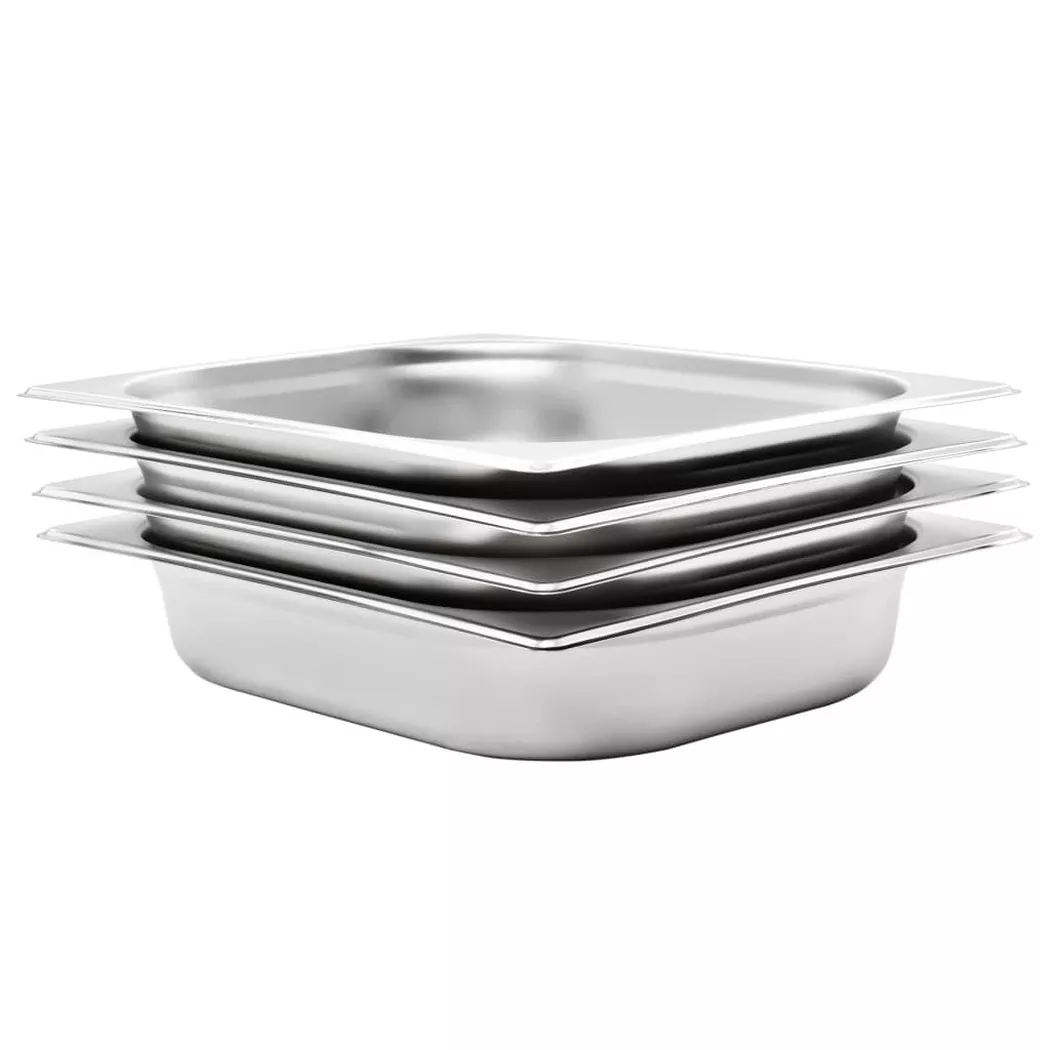 Récipients Gastronorm 4 pcs GN 1 2 65 mm Acier inoxydable