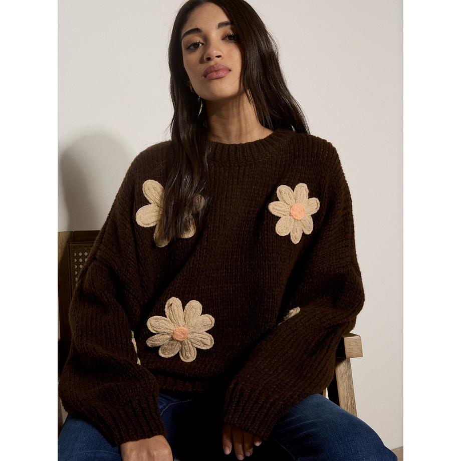 APRICOT bestickter Pullover mit Gänseblümchen  
