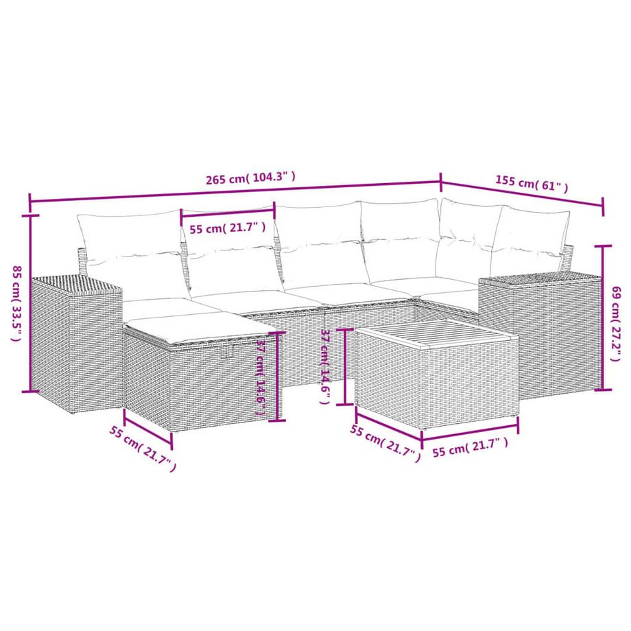 VidaXL set divano da giardino Polirattan  