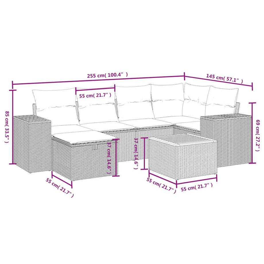 VidaXL set divano da giardino Polirattan  